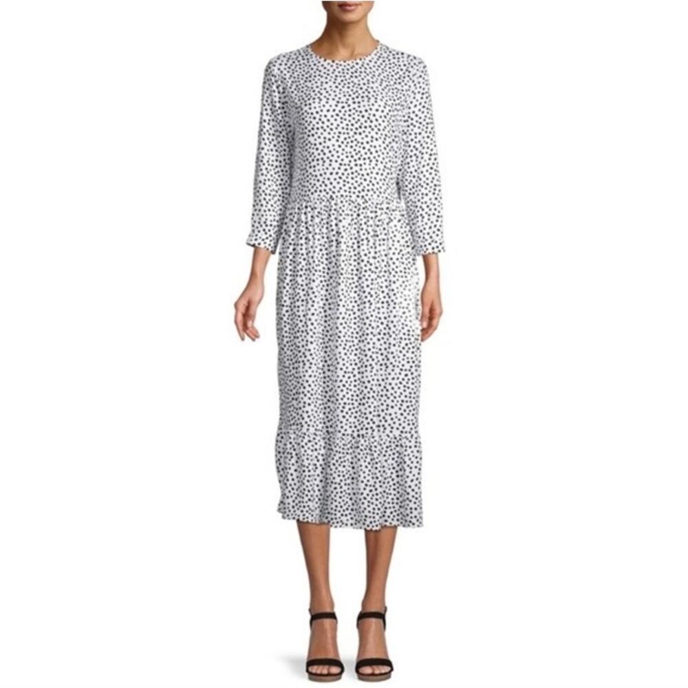 Time And Tru Polka Dot Midi Dress White Black Size Small